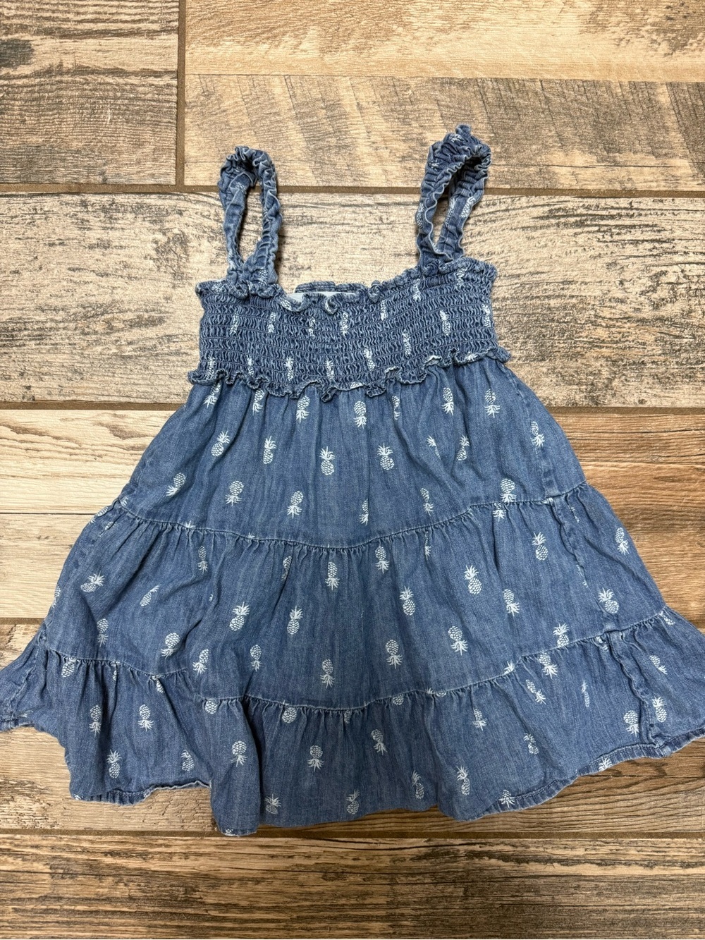 Janie and Jack Blue Pineapple Tiered Sundress with Smocked Bodice